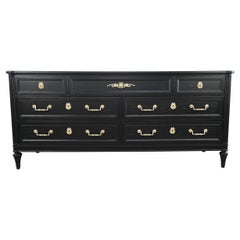 Used Henredon Furniture French Regency Style Black Lacquered Dresser