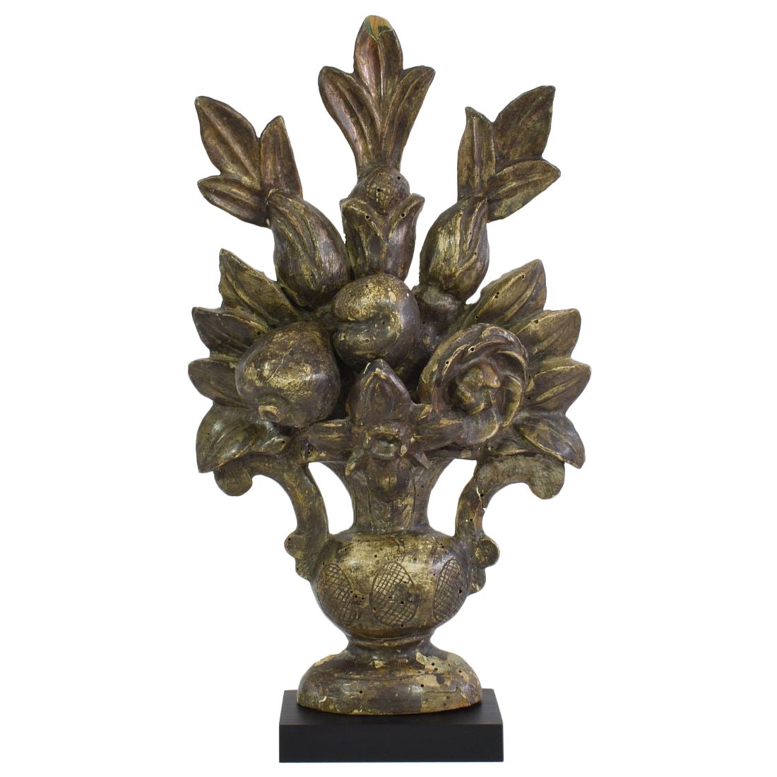 Italian 18th Century Baroque Carved Wooden Vase Ornament