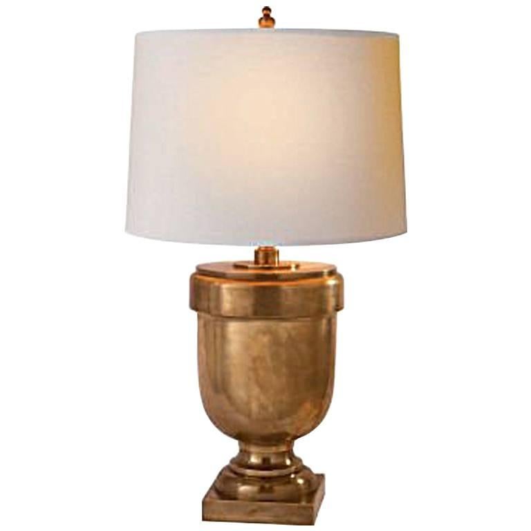 Large Urn Lamp with Natural Parchment Shade For Sale