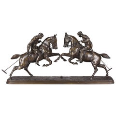 19th Century Bronze Sculpture Entitled "Polo Players" by Isidore Bonheur