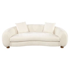 Modern Curved Linen Sofa by Ellen Degeneres Perkins Sofa