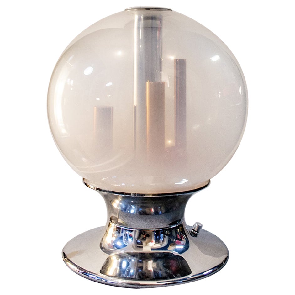 Lampe de bureau Selenova en verre et chrome de conception italienne, 1970