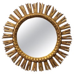 Large French Gilt Starburst or Sunburst Mirror (Diameter 25)