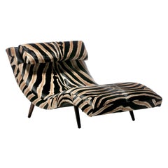 Adrian Pearsall Wave Chaise in Zebra Print Cowhide Upholstery