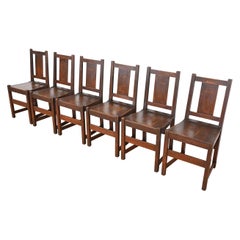 Used Signed Stickley Mission Oak Arts & Crafts Dining Chairs, Circa 1900