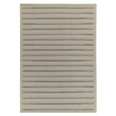 Rug & Kilim’s Scandinavian Style Kilim in Off-White, Blue and Gray Stripes