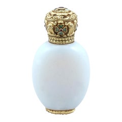 Antique Yellow Gold, Garnet, Ruby, Hardstone and Glass Scent Bottle, circa 1845