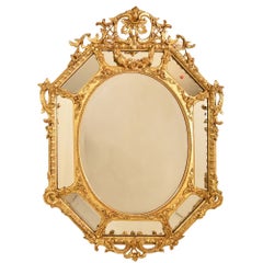 Antique Gilt Mirror, Oval Wall Mirror, Gold Leaf Frame, XIX Century, 'SPO142'
