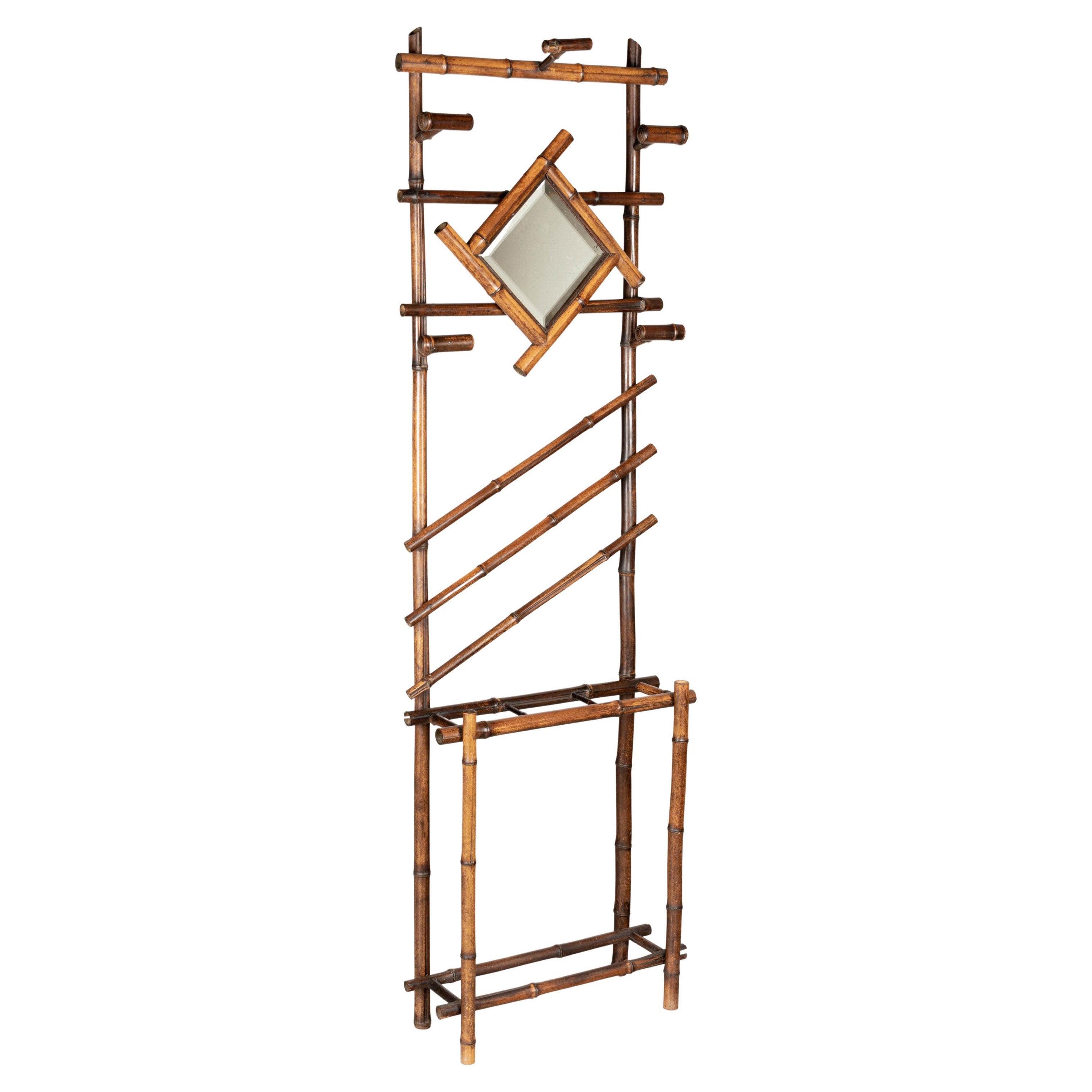 French Bamboo Hall Tree or Coat Rack