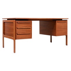 Danish Modern Floating-Top Teak Desk by G.V. Møbler