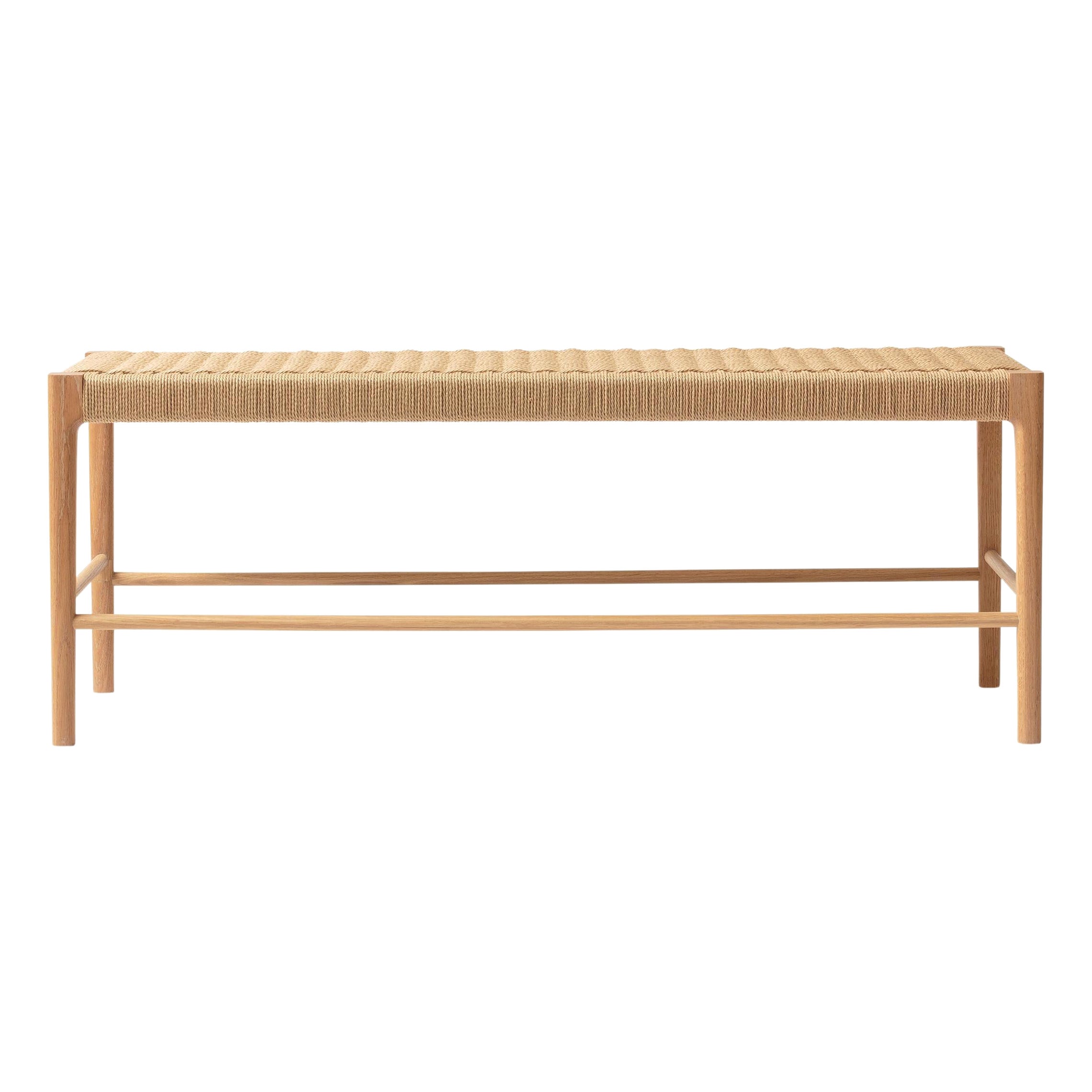 Papyri Bench, Occasional Woven Bench in White Oak and Natural Danish Chord For Sale