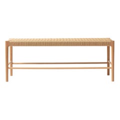 Papyri Bench, Occasional Woven Bench in White Oak and Natural Danish Chord