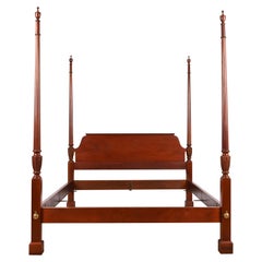 Baker Furniture Georgian Carved Mahogany Queen Size Poster Bed