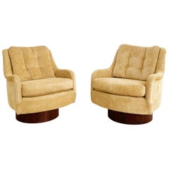 Retro Pair of Swivel Rockers w/ New Upholstery, Attributed to Adrian Pearsall