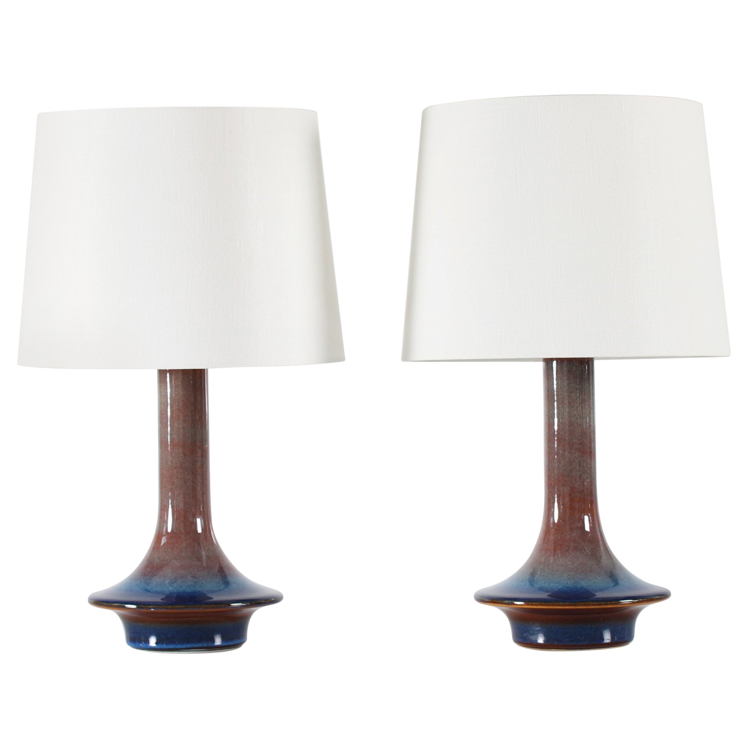 Søholm Pair of Sculptural Ufo Sharped Table Lamps Danish Modern Blue Notes 1960s For Sale