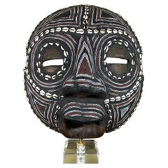 Vintage African Wood and Shell Mask