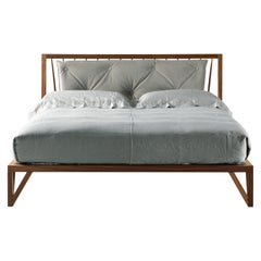 Leggiadro Solid Wood Bed, Walnut in Hand-Made Natural Finish, Contemporary