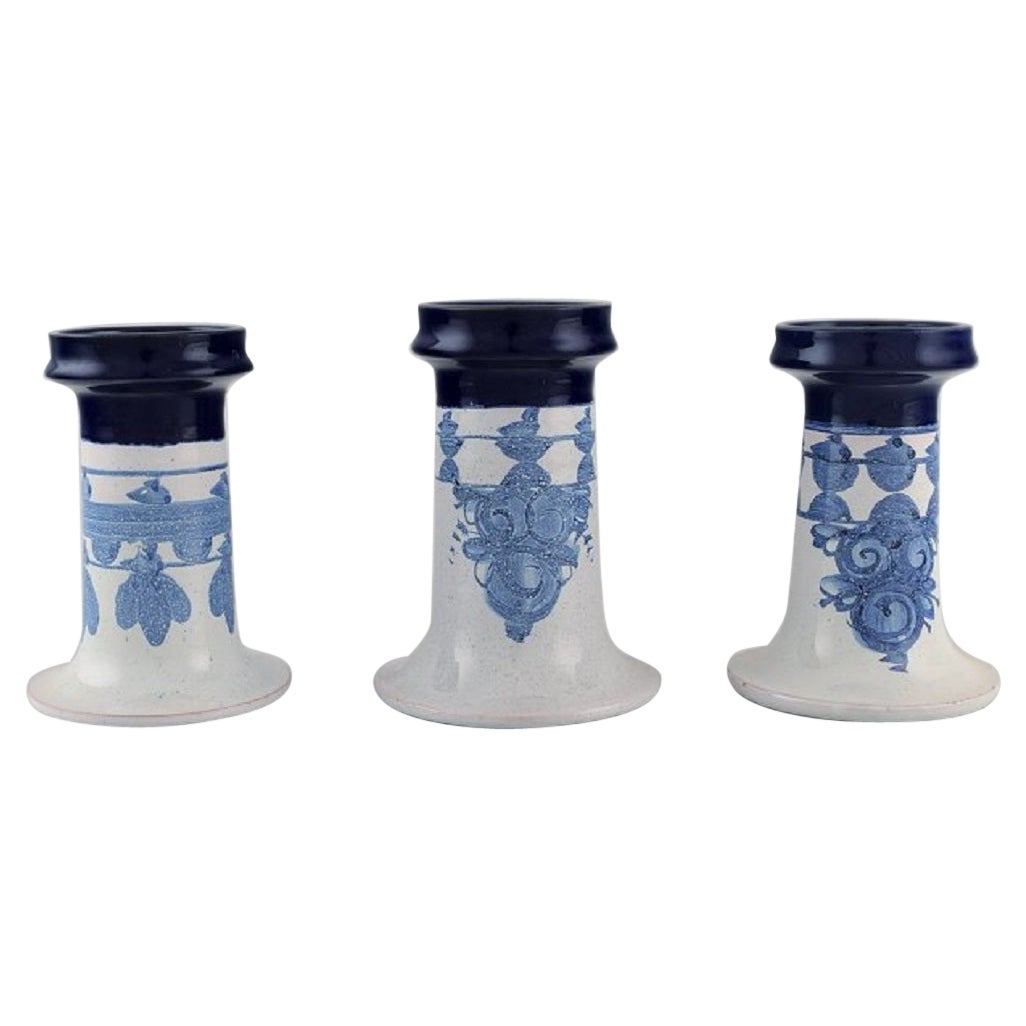 Bjørn Wiinblad, Denmark, Three Candlesticks / Vases in Ceramics