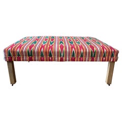 Large Oak Framed Footstool in Colefax and Fowler Ikat