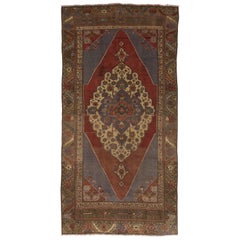 5x9.4 Ft Mid-Century Turkish village Rug. One of Kind Oriental Carpet, 100% Wool