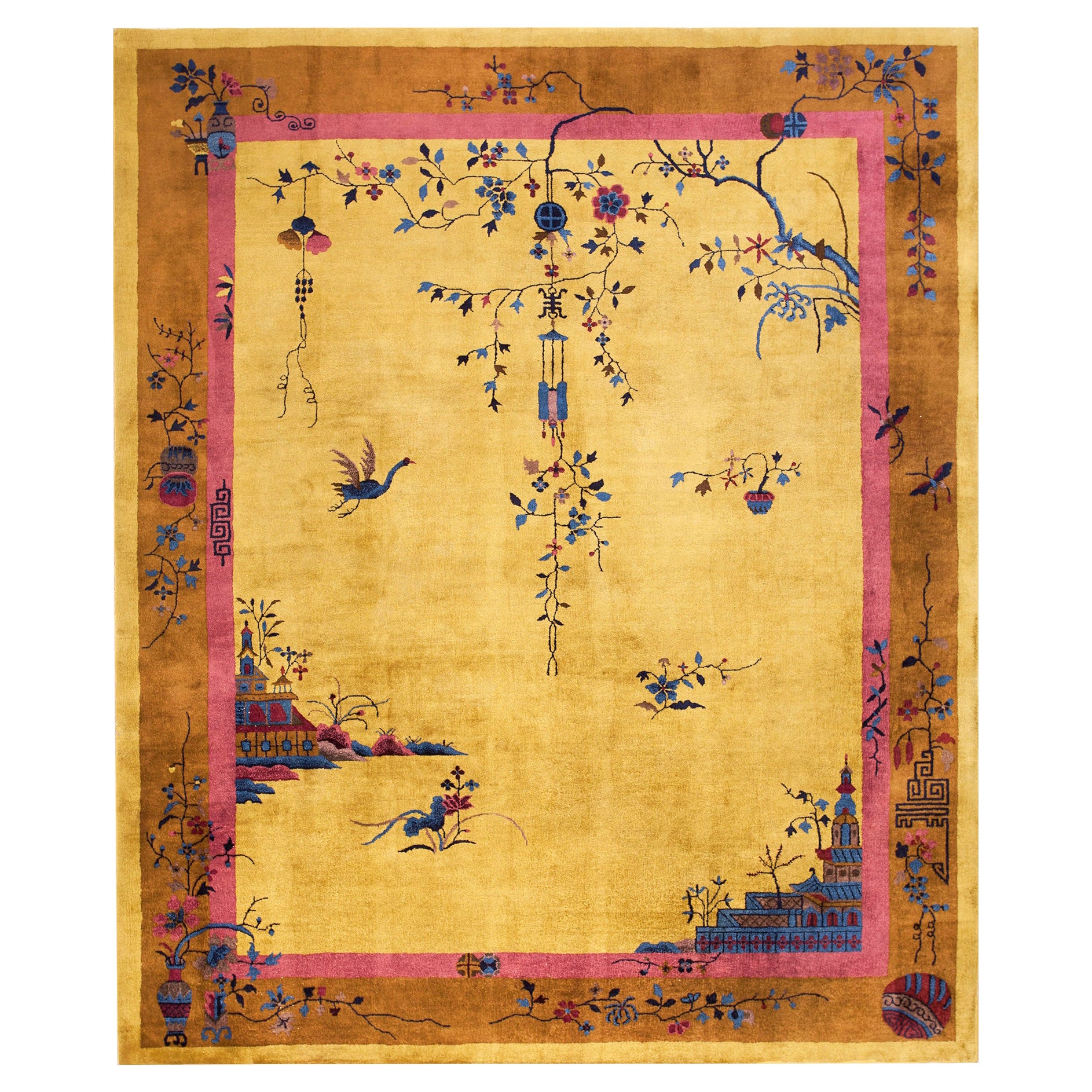 Chinesischer Art-Déco-Teppich aus den 1920er Jahren ( 8' x 9'9"" - 245 x 297 cm)