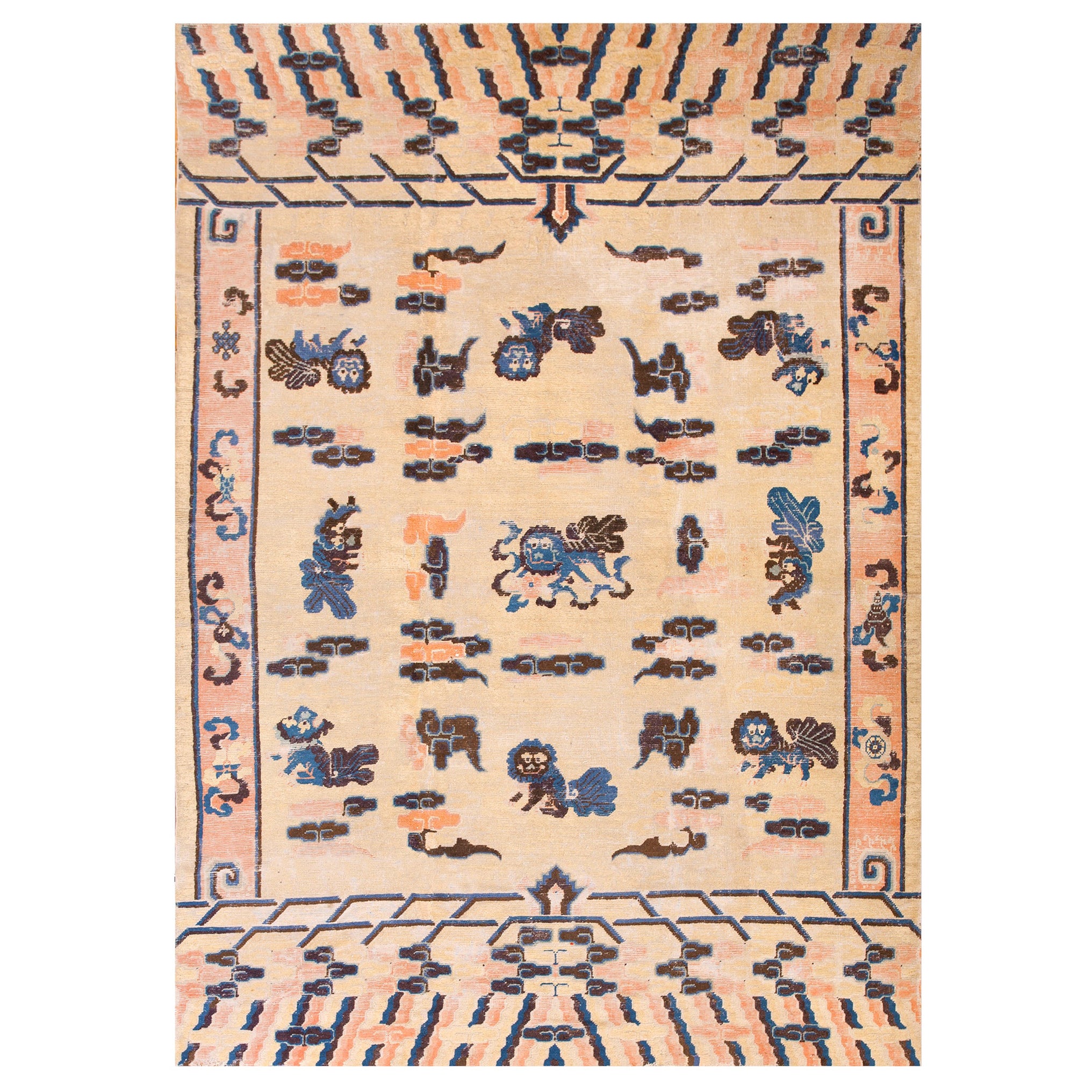 Mitte 19. Jahrhundert W. Chinesischer Ningxia Teppich ( 7'6" x 10'4" - 228 x 315 ) 