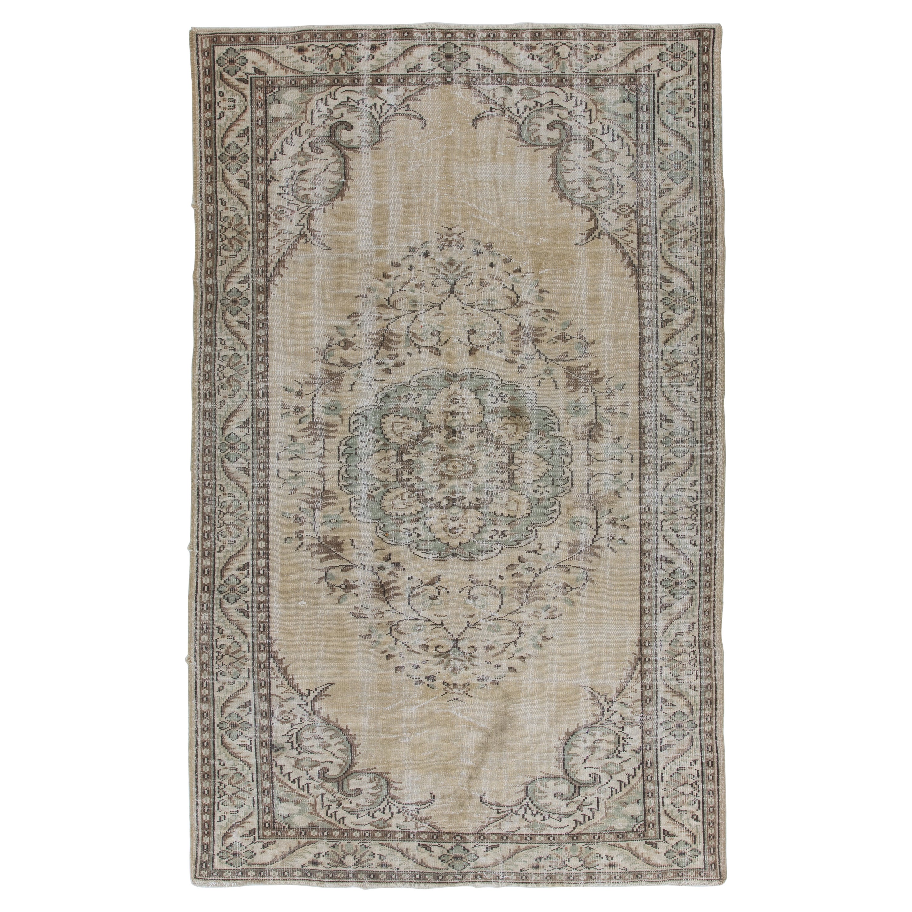 6.2x9.8 Ft Vintage Turkish Area Rug, Wool Hand Made Carpet, Floor Covering