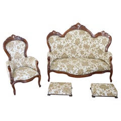 19th Century Italian Louis Philippe Antique Living Room Set or Salon Suite