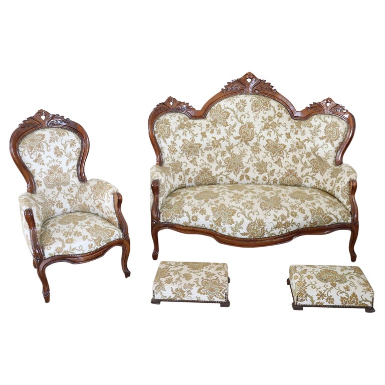 19th Century Italian Louis Philippe Antique Living Room Set or Salon Suite  For Sale at 1stDibs | antique living room furniture, salon louis philippe