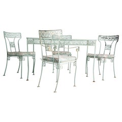 Greek Key Wrought Iron Table & Chairs by Salterini