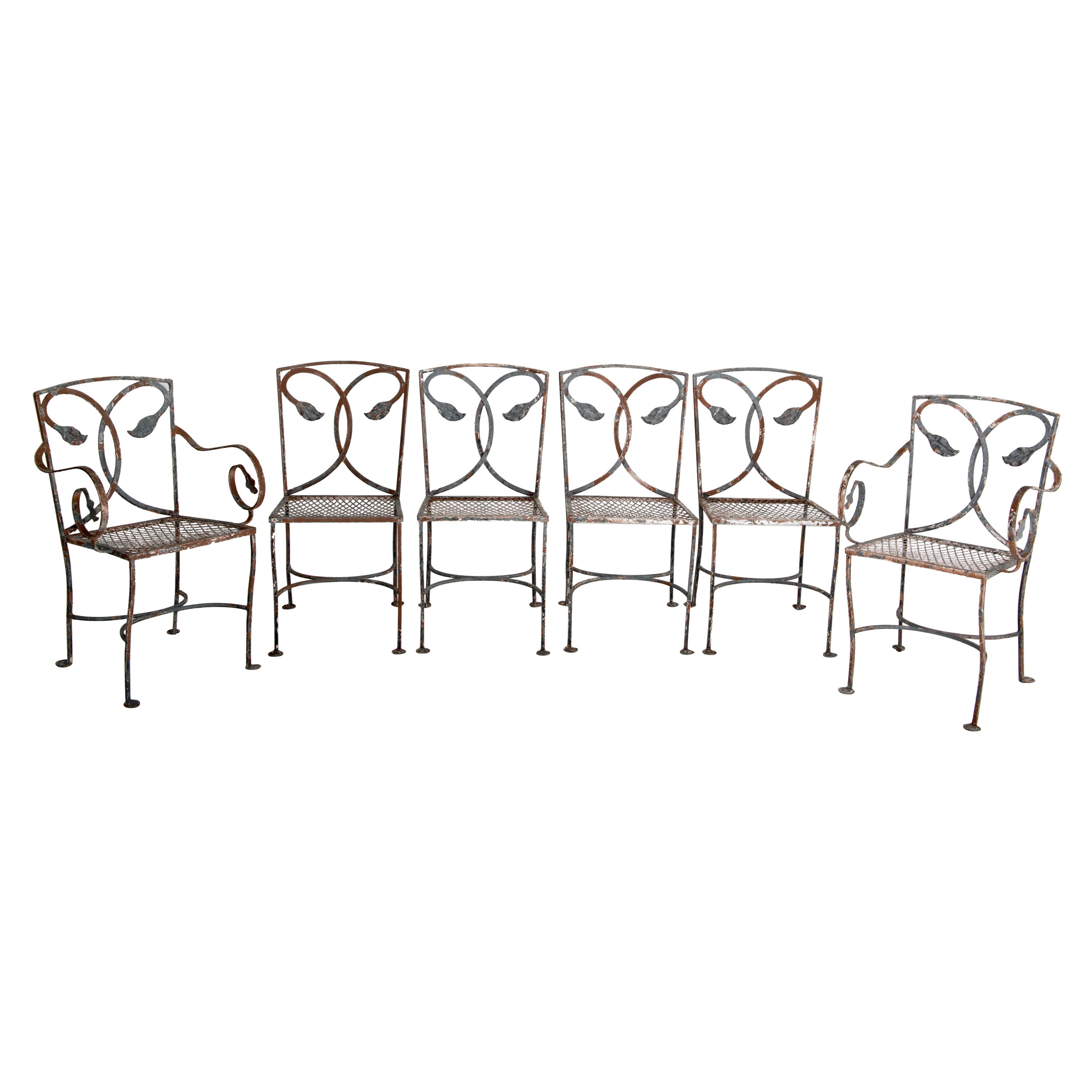Six 1930s Handwrought Iron Salterini Dining Chairs