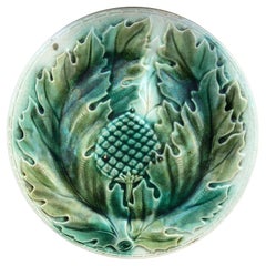 French Majolica Artichoke Plate, Circa 1890