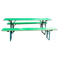 Green Painted Beer Garden Picnic Table and Benches