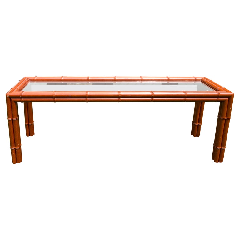 Faux Bamboo Console Table For Sale