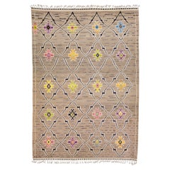 Brown Modern Moroccan Style Handmade Tribal Wool Rug