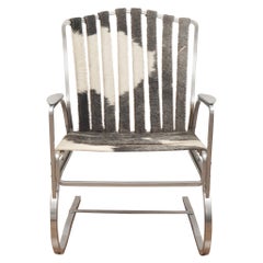 Vintage Aluminum Armchair with Cowhide Straps