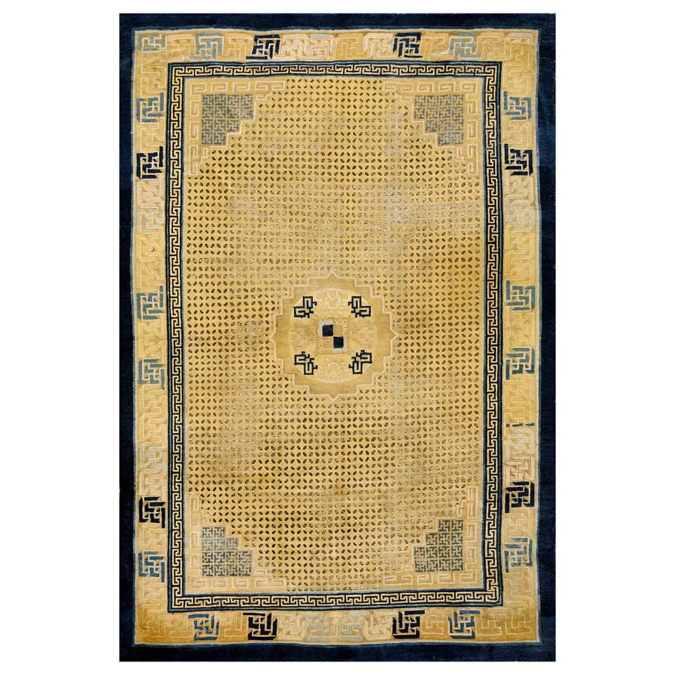 18th Century Chinese Ningxia Rug with Floral Medallion and Butterflies ...