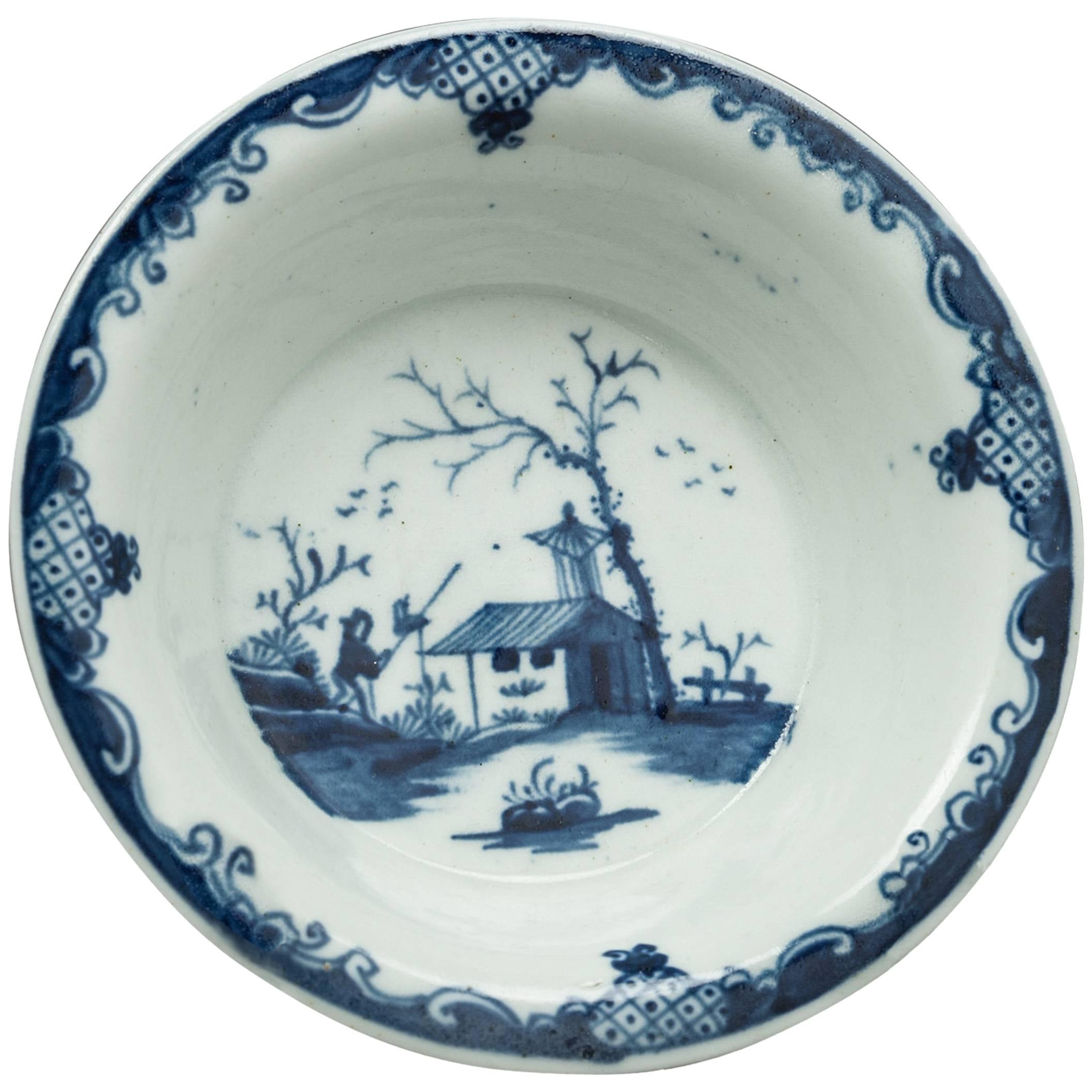 English Porcelain Blue and White Tart Pan, Worcester, 1758