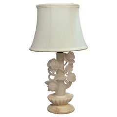Charming Rose Carved Alabaster Lamp, 2nd-3rd Qtr, 20th Century
