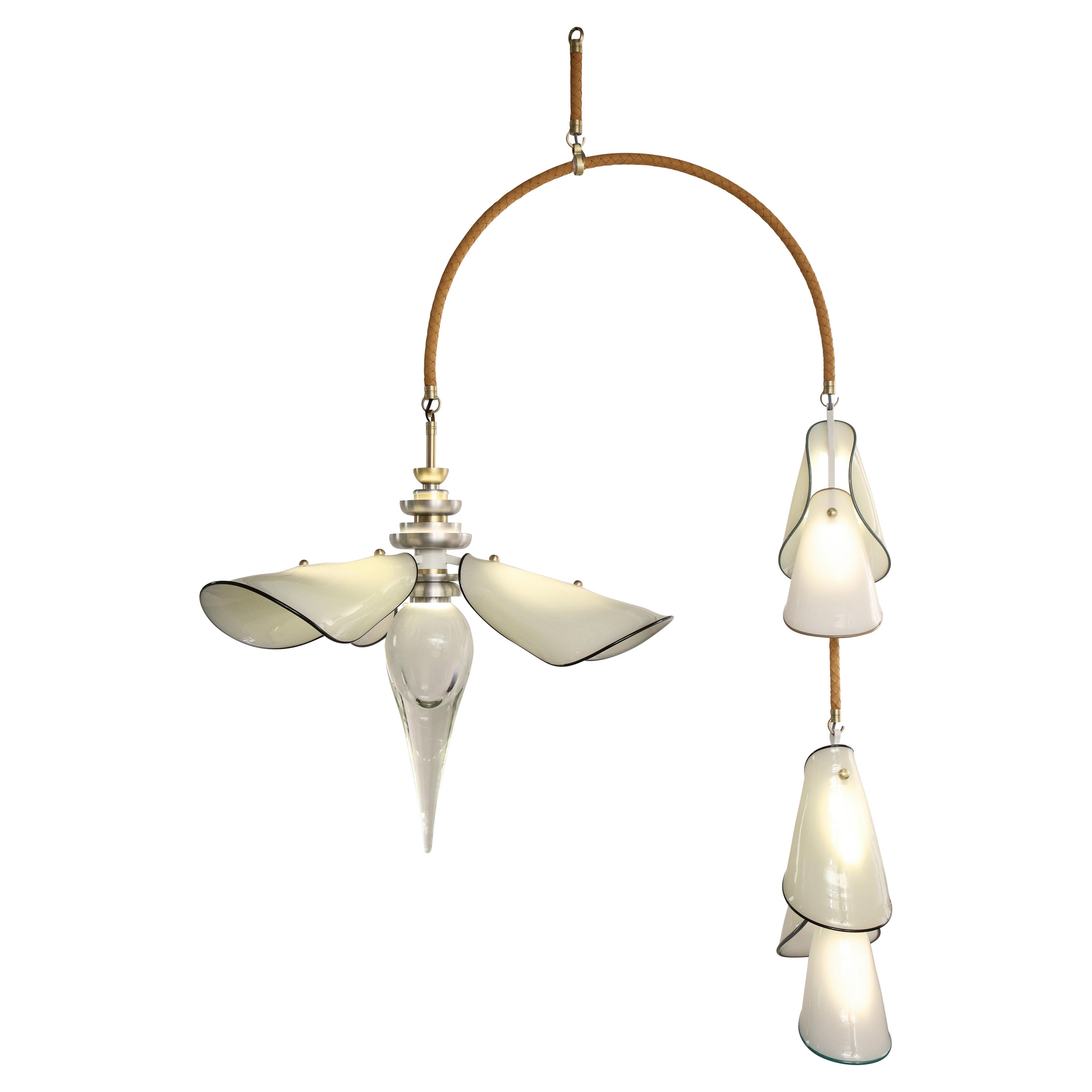 Botanica Chandelier in Glass and Leather by Andreea Avram Rusu For Sale
