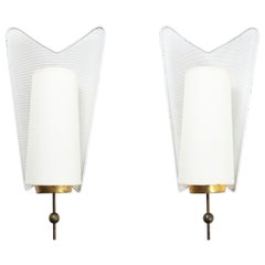 Pair of Metal & Brass Sconces, France, 1960's