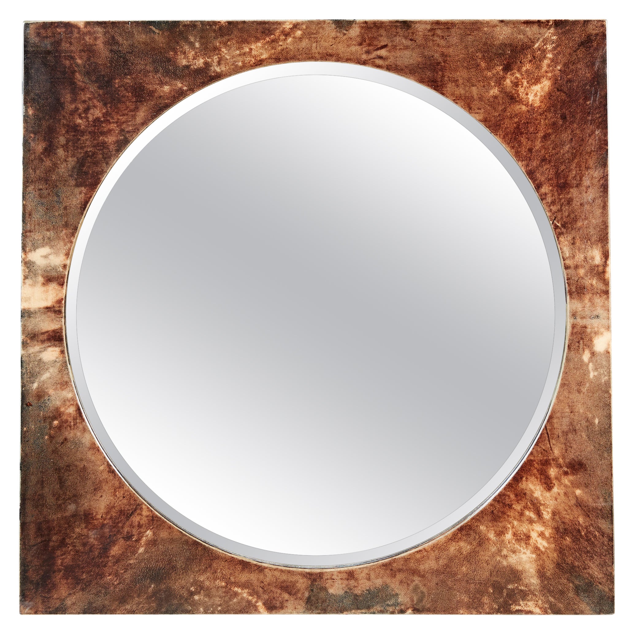Lacquered Goat Skin Mirror by Aldo Tura For Sale
