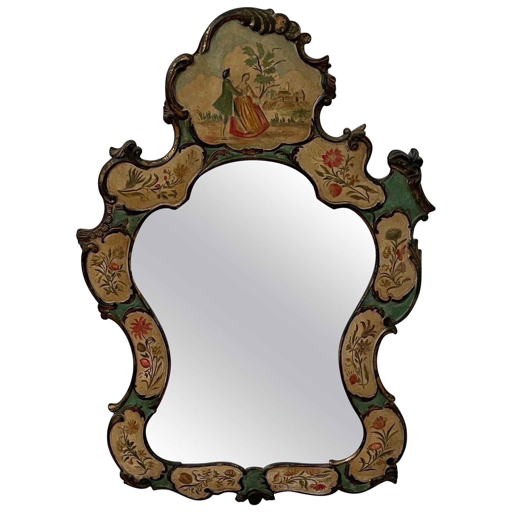 Palladio Hand Painted Wood Mirror For Sale