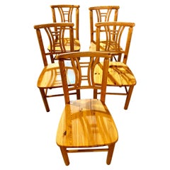 Set of Five Pine Danish Modern Dining Chairs