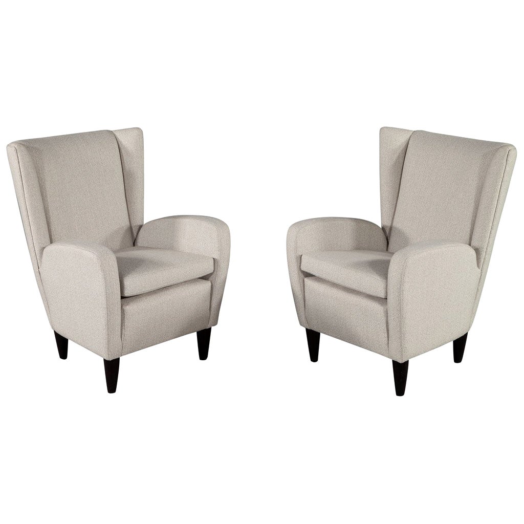Pair of Vintage Mid-Century Modern Italian Paolo Buffa Wingback Lounge Chairs