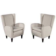 Pair of Retro Mid-Century Modern Italian Paolo Buffa Wingback Lounge Chairs