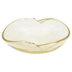 Murano Vintage Seguso Firmado Oro Aventurina Tazón de cristal italiano