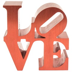 Robert Indiana Red Brushed Aluminum Love Paperweight Sculpture Desk Accessory