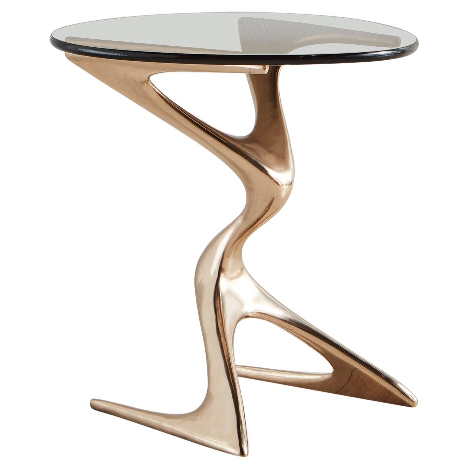 Zora Drink Table in Polished Bronze by Karl Geckler