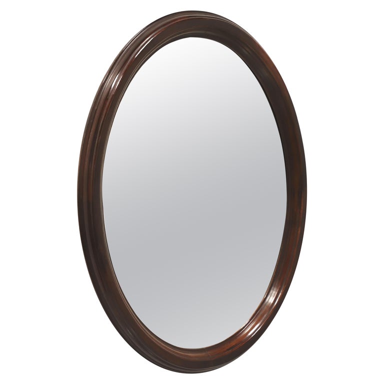 Vintage Traditional Style Mahogany Oval Wall Mirror at 1stDibs